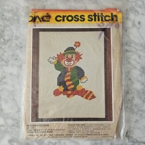 Vintage Cute Waving clown cross stitch kit CT 3007 Complete Sealed